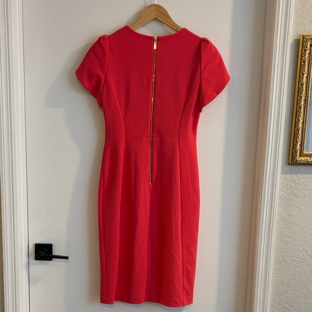Calvin Klein Reddish Pinkish Midi Dress with Puff Sleeves - Picture 6 of 11